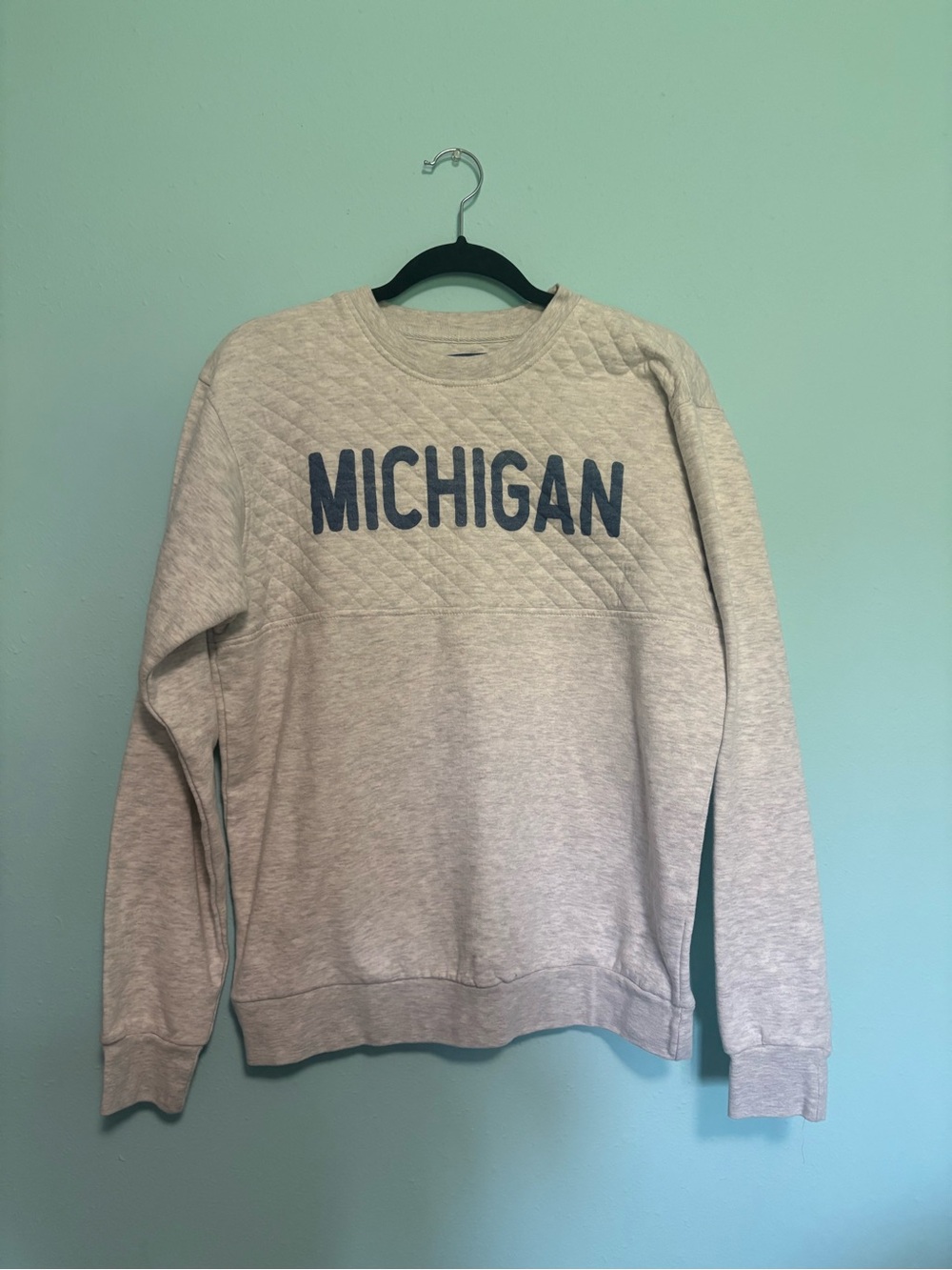 Blue 84 Light Gray Michigan Quilted Crewneck Sweatshirt